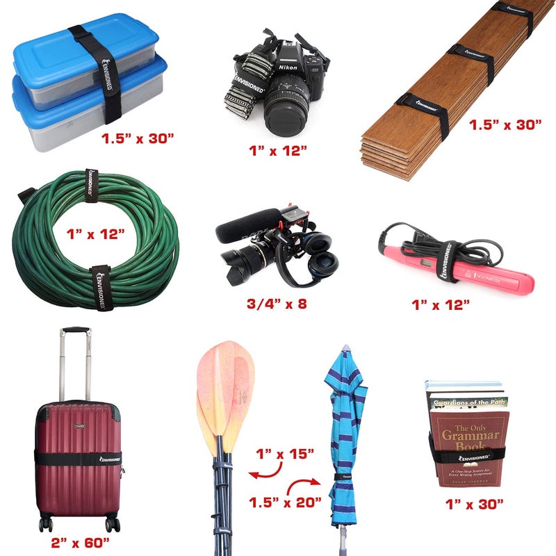 ENVISIONED Velour Cinch Straps 2" x 20" - 6 Pack, Soft Touch Microfiber Reusable Hook and Loop - Image 5